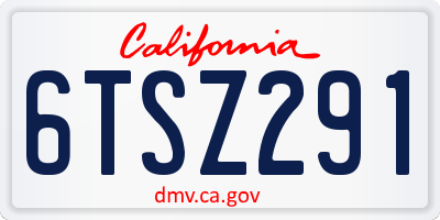 CA license plate 6TSZ291