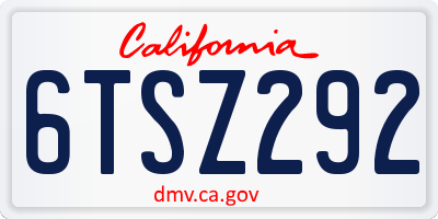 CA license plate 6TSZ292