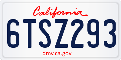 CA license plate 6TSZ293