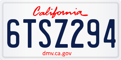 CA license plate 6TSZ294