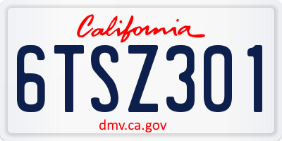 CA license plate 6TSZ301