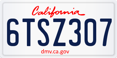 CA license plate 6TSZ307