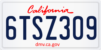 CA license plate 6TSZ309