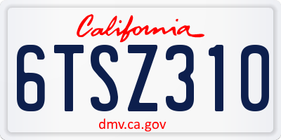 CA license plate 6TSZ310