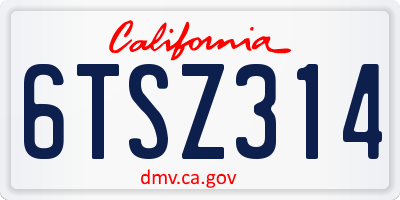 CA license plate 6TSZ314