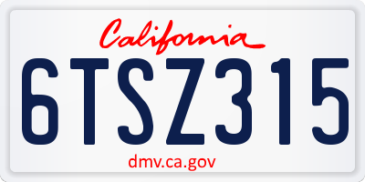 CA license plate 6TSZ315