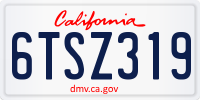 CA license plate 6TSZ319