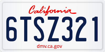 CA license plate 6TSZ321