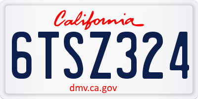 CA license plate 6TSZ324