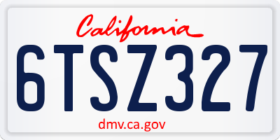CA license plate 6TSZ327