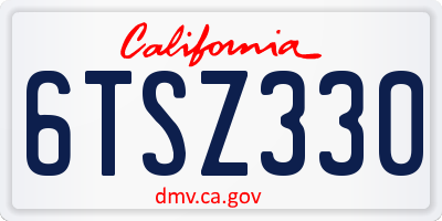 CA license plate 6TSZ330