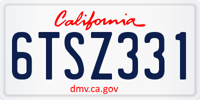 CA license plate 6TSZ331