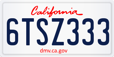 CA license plate 6TSZ333