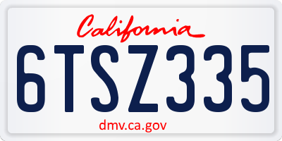 CA license plate 6TSZ335