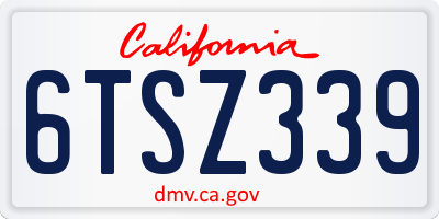 CA license plate 6TSZ339