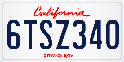 CA license plate 6TSZ340