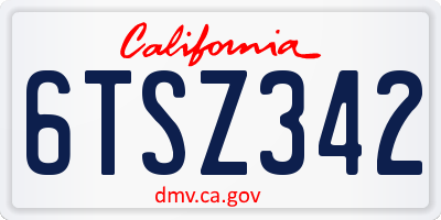 CA license plate 6TSZ342