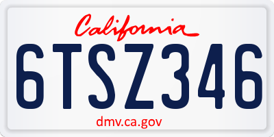 CA license plate 6TSZ346