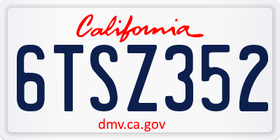 CA license plate 6TSZ352