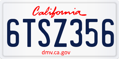 CA license plate 6TSZ356