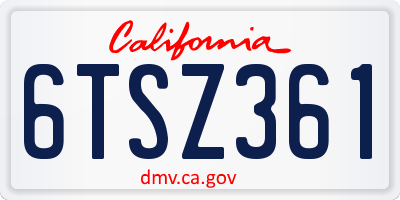CA license plate 6TSZ361