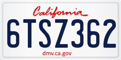 CA license plate 6TSZ362