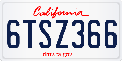 CA license plate 6TSZ366