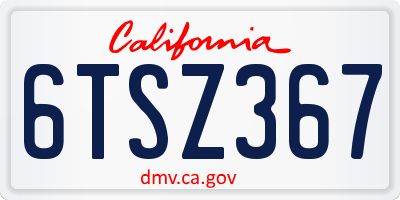 CA license plate 6TSZ367