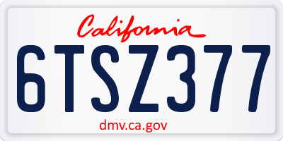 CA license plate 6TSZ377