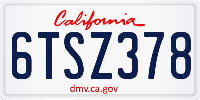 CA license plate 6TSZ378