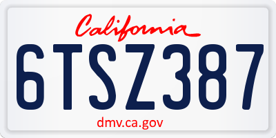 CA license plate 6TSZ387