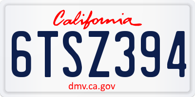 CA license plate 6TSZ394