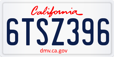 CA license plate 6TSZ396