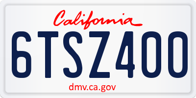 CA license plate 6TSZ400