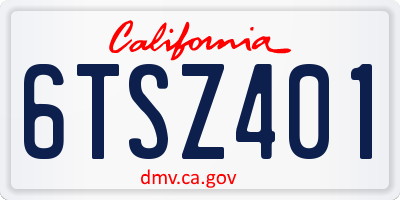 CA license plate 6TSZ401
