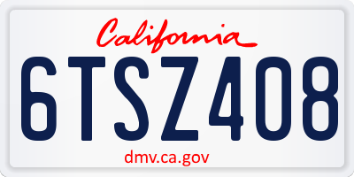 CA license plate 6TSZ408