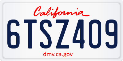 CA license plate 6TSZ409