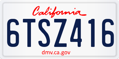 CA license plate 6TSZ416