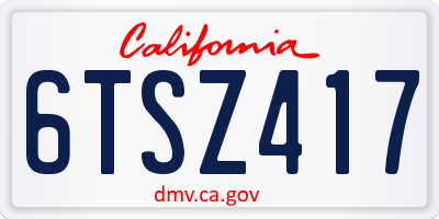 CA license plate 6TSZ417