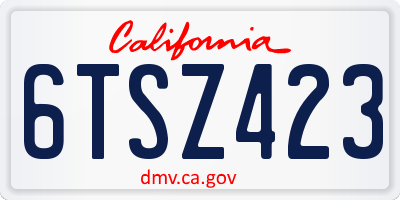 CA license plate 6TSZ423