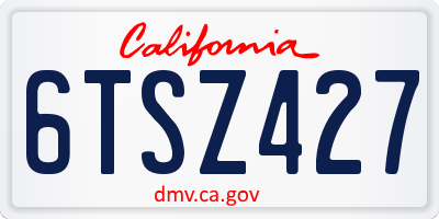 CA license plate 6TSZ427