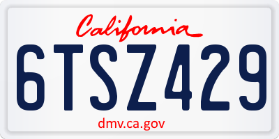 CA license plate 6TSZ429