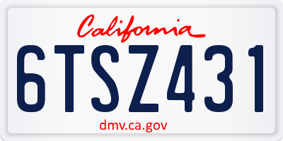 CA license plate 6TSZ431