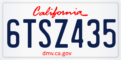 CA license plate 6TSZ435