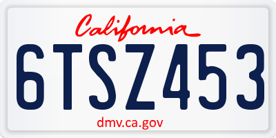 CA license plate 6TSZ453