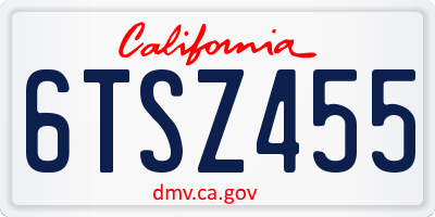 CA license plate 6TSZ455