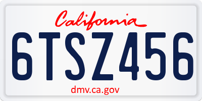 CA license plate 6TSZ456