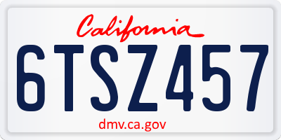 CA license plate 6TSZ457