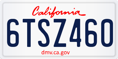 CA license plate 6TSZ460