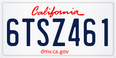 CA license plate 6TSZ461